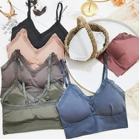 real shot beauty back underwear female student girl tube top tube top lace yoga vest wireless bra outer wear