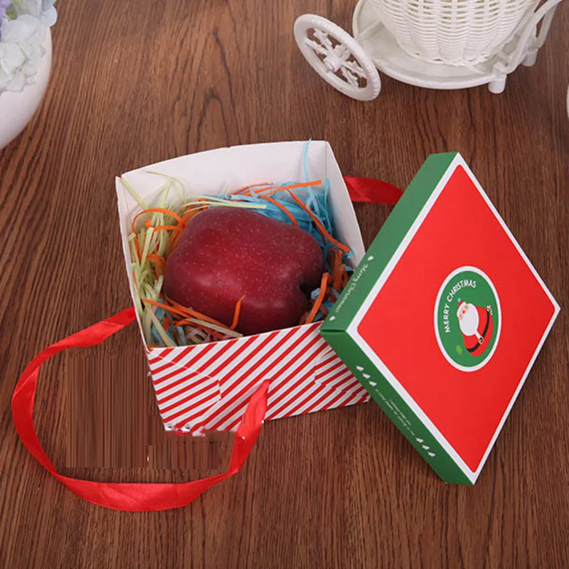 Красная белая полоса Подарочная коробка Merry Christmas портативная коробка для конфет крафт посылка Складная Крафт бумажная коробка для печенья Милая посылка вечерние Fa
