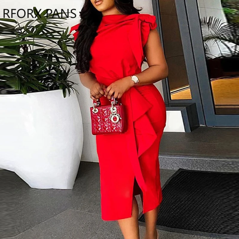 Женское однотонное Элегантное Шелковое облегающее вечернее сексуальное красное