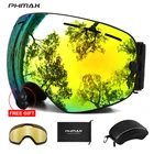 Лыжные очки PHMAX, антизапотевающие, мужские, зимние, с УФ-защитой 400, двухслойная маска для сноуборда, очки, уличные, спортивные, для катания на лыжах, снежные очки