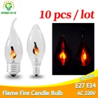 10 шт. Светодиодная лампа E14 E27 Эдисон мерцающее пламя led Свеча светильник AC220V 240V Ретро огонь светильник ing винтажный Декор энергосберегающая лампа
