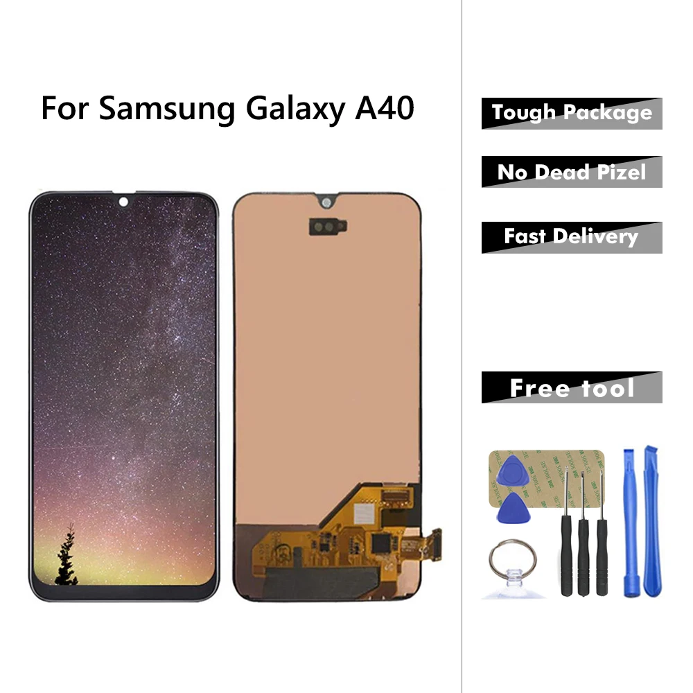 Супер AMOLED ЖК-дисплей для samsung Galaxy A40 A405 ЖК-дисплей дигитайзер сборка для A40 A405 A405F/DS A405F A405FD A405A ЖК-экран