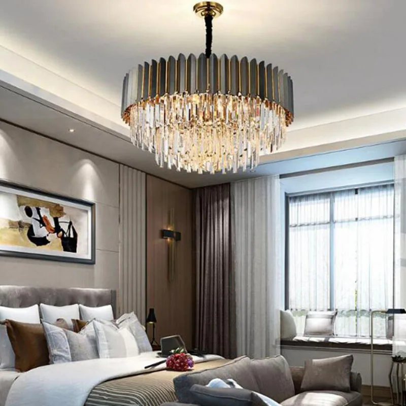 

Manggic modern luxury living room light dining room Round crystal chandelier designer model room atmosphere bedroom lamps