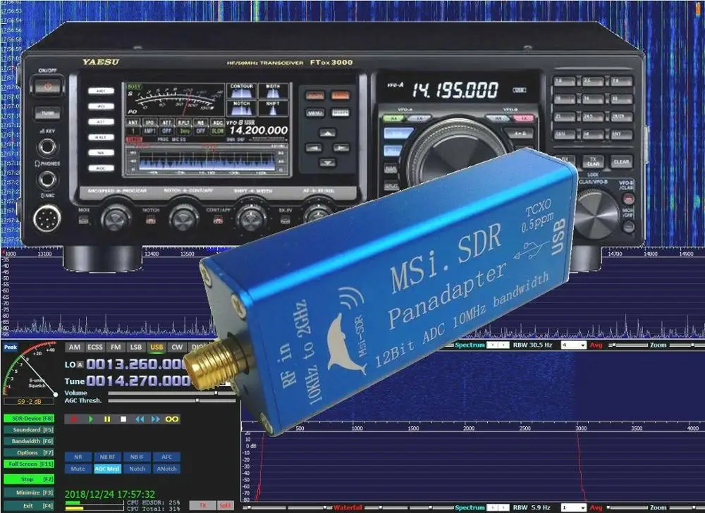 Широкополосное программное обеспечение MSI. SDR 10 кГц до 2 ГГц Panadapter SDR приемник 12-bit ADC Совместимость SDRPlay RSP1 B9-006