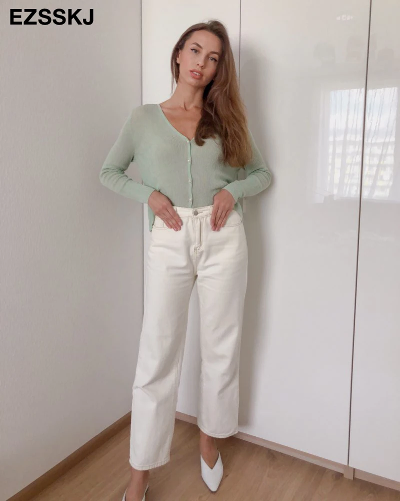 

spring summer thin crop Cardigan Women Long Sleeve Button Sweet short Knitted Jacket Cardigan Sweater Female outwear Coat