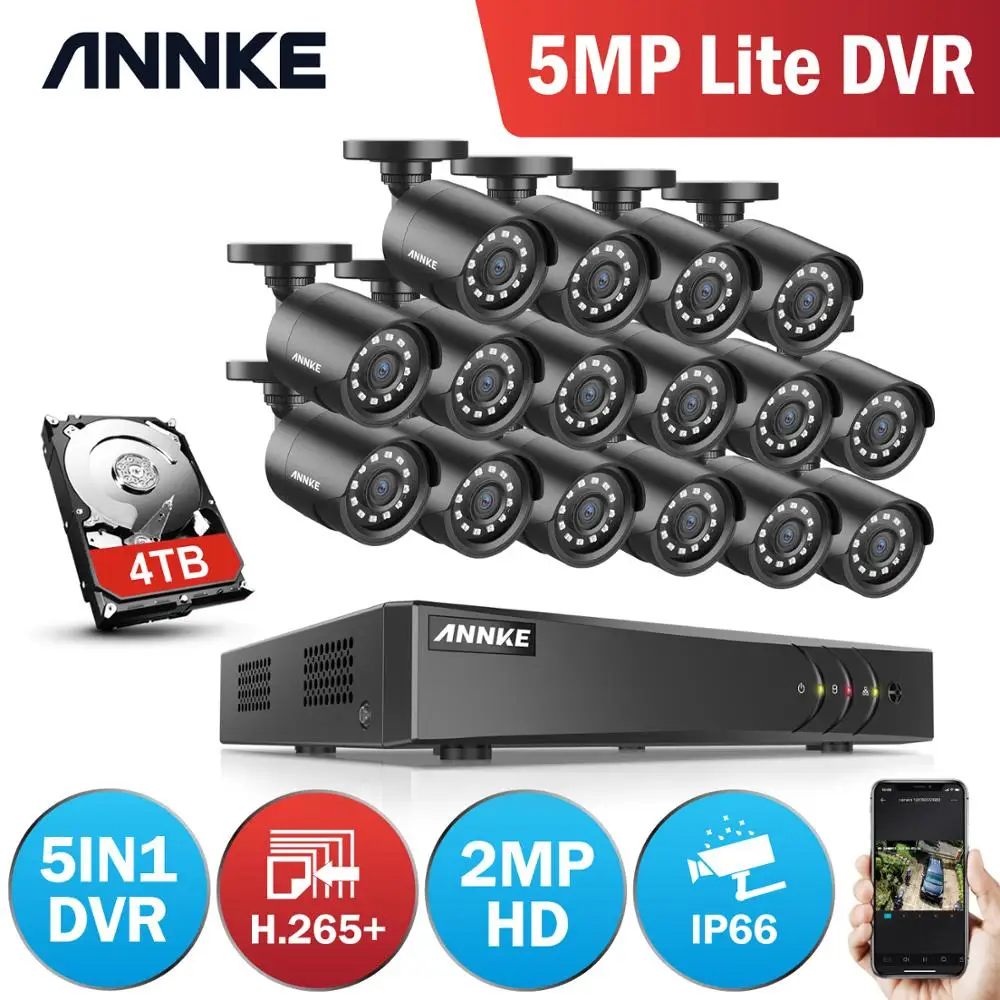 ANNKE 1080P H.264 + 16CH CCTV камера DVR система 16pcs IP66 Водонепроницаемая 2.0MP Bullet Camera s Home Video