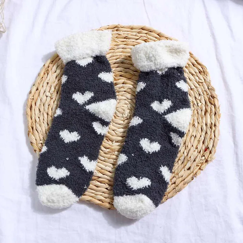 

Korean Style Loving Heart Cute Socks Women Warm Thick Home Wear Pink Socks Winter for Ladies 092704
