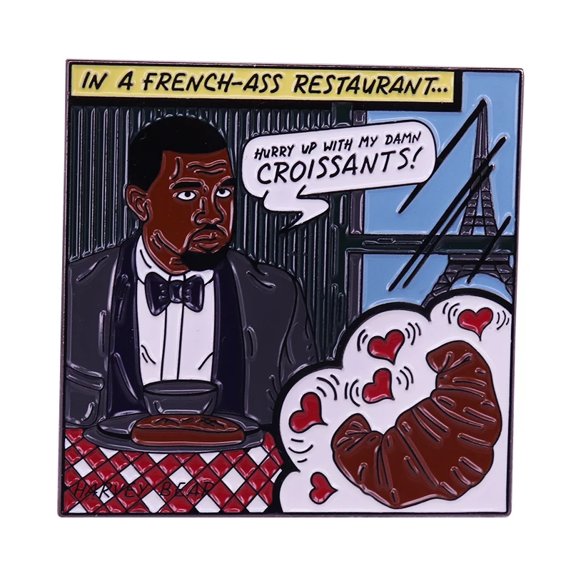 Kanye Западно французские круассаны Большие эмалированные булавки винтажный
