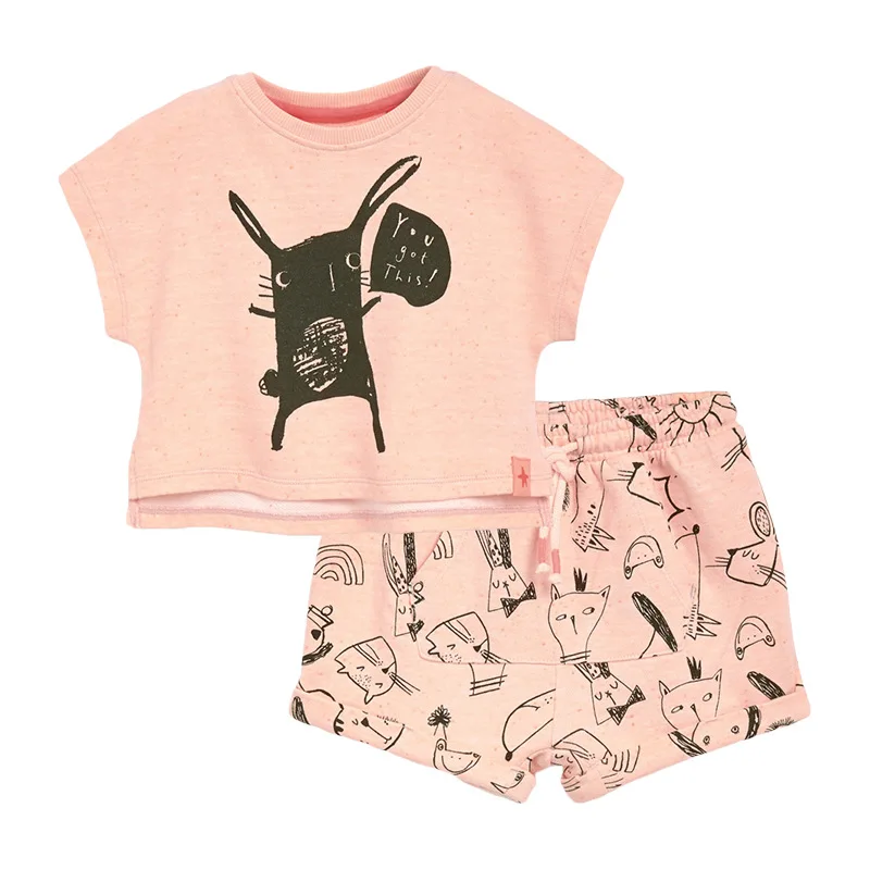 

Summer Breathable Children's Sets for Girls 3-8y Cotton Short Sleeve Baby Girl Clothes Suit Boutique Kids Garment Vetement Fille