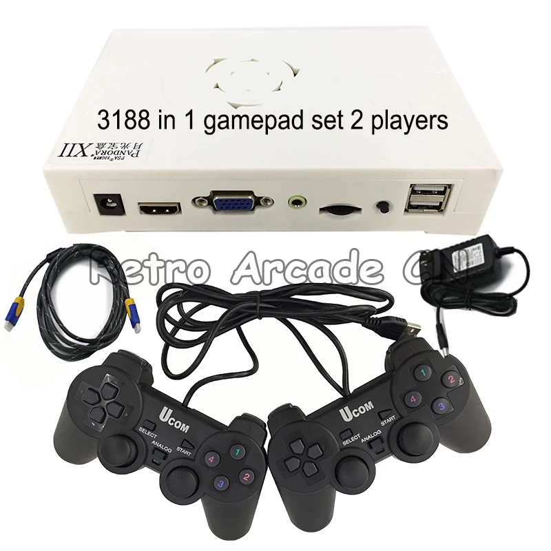Pandora box 12 XII набор проводных и беспроводных геймпадов 2 игрока 3188 в 1 53 шт. 3d игры
