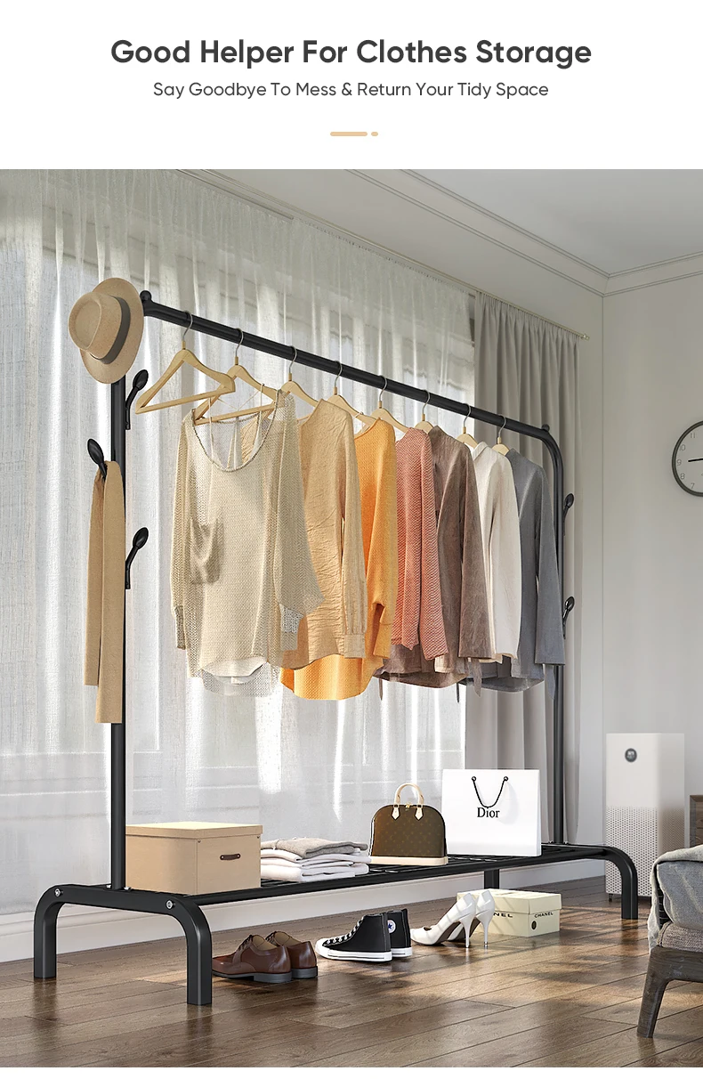 Floor Standing Movable Storage Garments Rack 9 Floor Standing Movable Storage Garments Rack