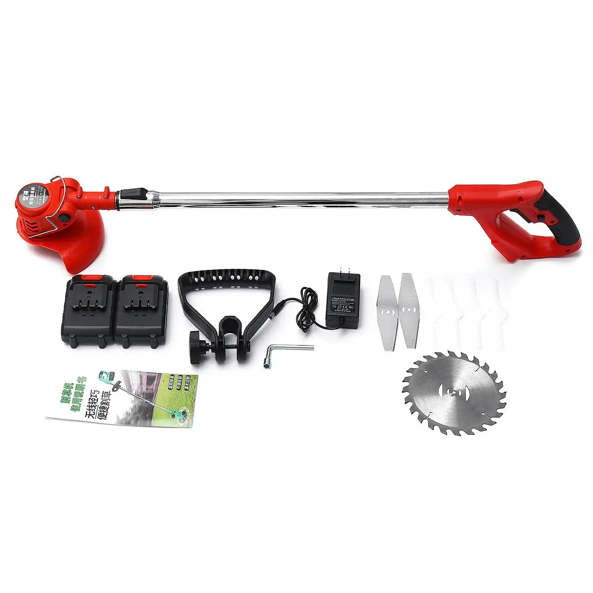 

12V/24V 800W Electric Grass Trimmer with 2 Batteries Wireless Cordless Lawn Mower Length Adjustable Garden Pruning Cutter Tools