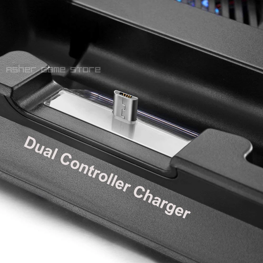 Вертикальная подставка для консоли PS4 Slim зарядное устройство контроллера 2 кулер