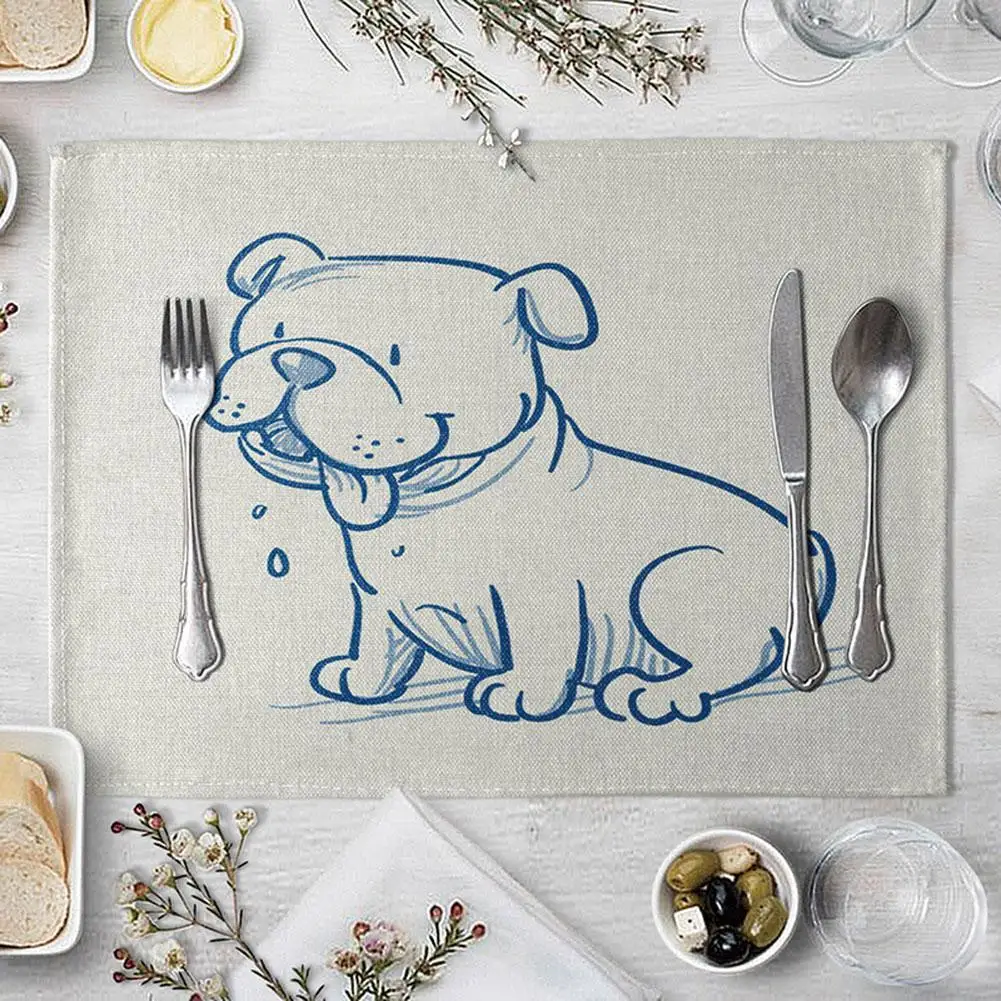 

42x32cm Lovely Dog Print Anti-slip Heat Insulation Placemat Cup Pad Table Decor
