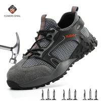 all seasons anti smashing steel cap safety shoes menswear casual wear resistant breathable safety protective work shoes