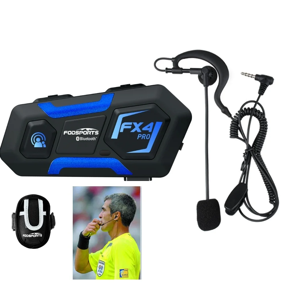 Fodsports Referee Intercom 1200M Wireless Bluetooth Headset Soccer Interphone for Football Judge with FM Radio BT 5.0