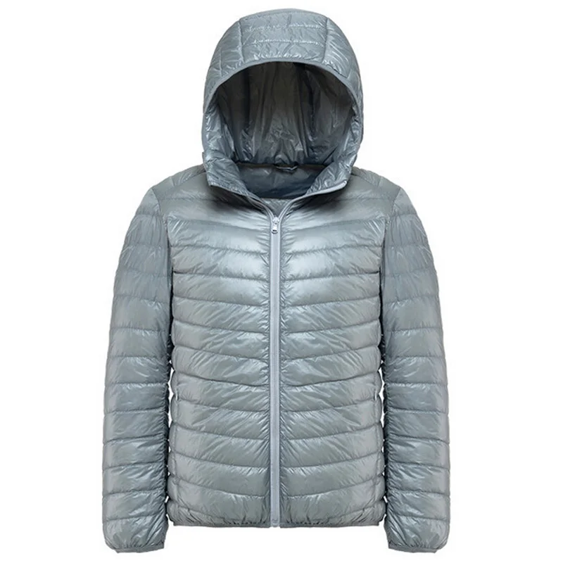 hooded sliver Мужские повседневные теплые куртки, однотонная тонкая дышащая зимняя куртка, Мужская верхняя одежда, легкая парка, плюс размер, XXXL, hombre jaqueta - Цвет: hooded sliver