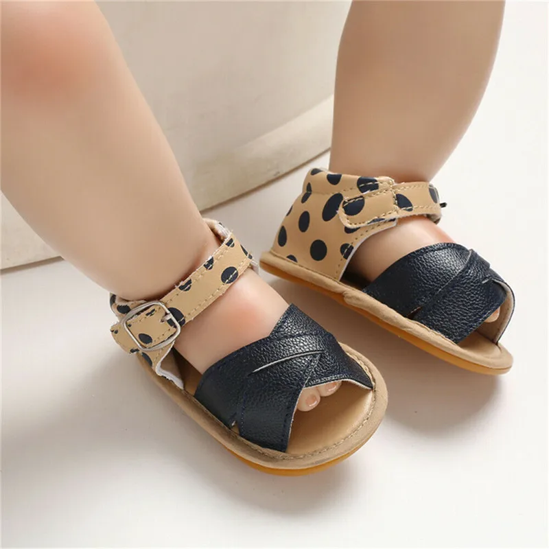 

Newborn Infant Baby Girls Sandals Prewalker Non-slip Leather Shoes Buckle Fashionable Breathable Soft