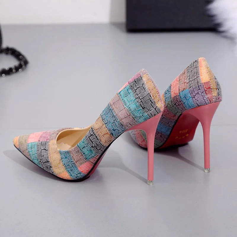Сезон весна-лето-осень-зима Модные классические туфли на высоком каблуке в