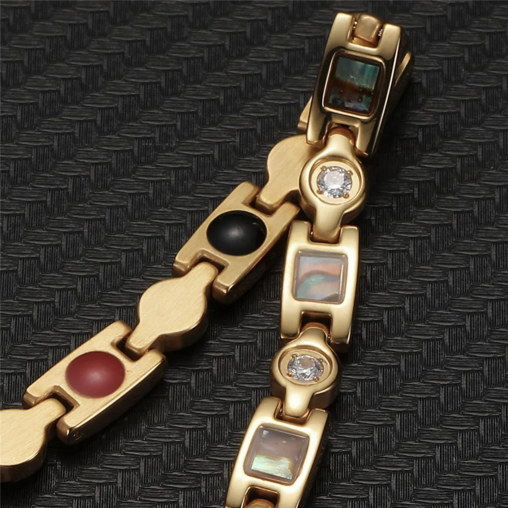 

Stainless Steel Shell Design Zircon Germanium Magnetic Bracelet For Woman Men Energy Bracelets Heaith Jewelry Gift
