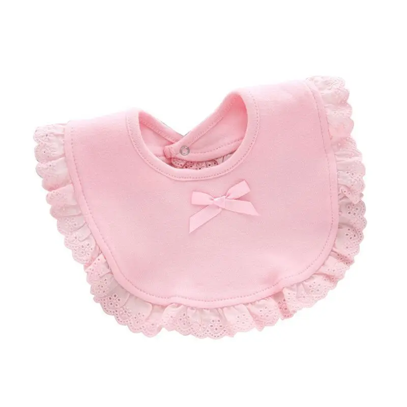 

Newborn Girl Feeding Bibs Infant Cotton Scarf Saliva Towel Lace Bow Burp Cloth