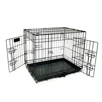 364248 pet kennel cat dog folding steel crate animal playpen wire metal pet house home with two doors cage new style