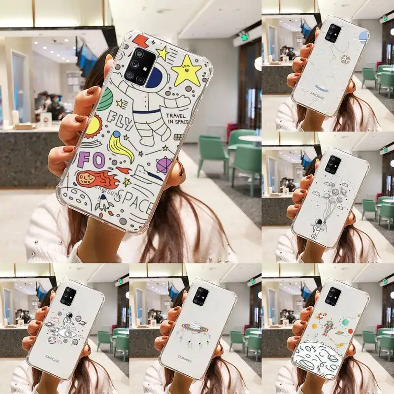 

Star Astronaut Phone Case Transparent For Samsung S A M J 21 20 50 30 60 5 7 51 71 90 11 10 J710 e p PLUS Prime 5G