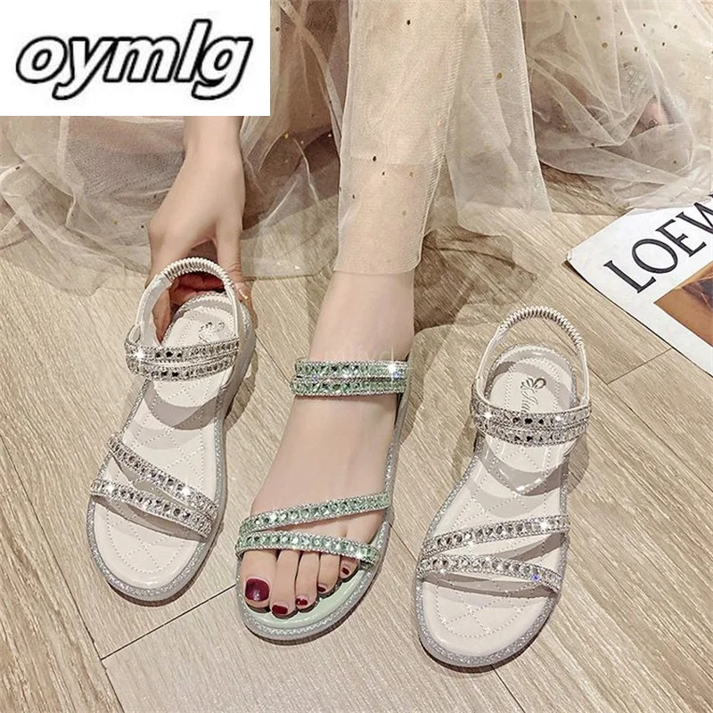 

Сандалии женские в сказочном стиле, мягкая подошва, маленький зеленый цвет, удобная обувь в римском стиле, босоножки, лето 2021