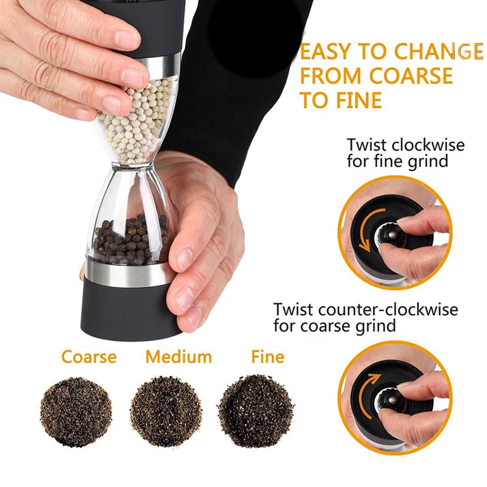 2 in 1 Dual Salt Pepper Mill Sesame Spice Grinder Shaker Kitchen Cooking Tool Ceramic Acrylic Easy Clean Multi-purpose Portable | Дом и сад