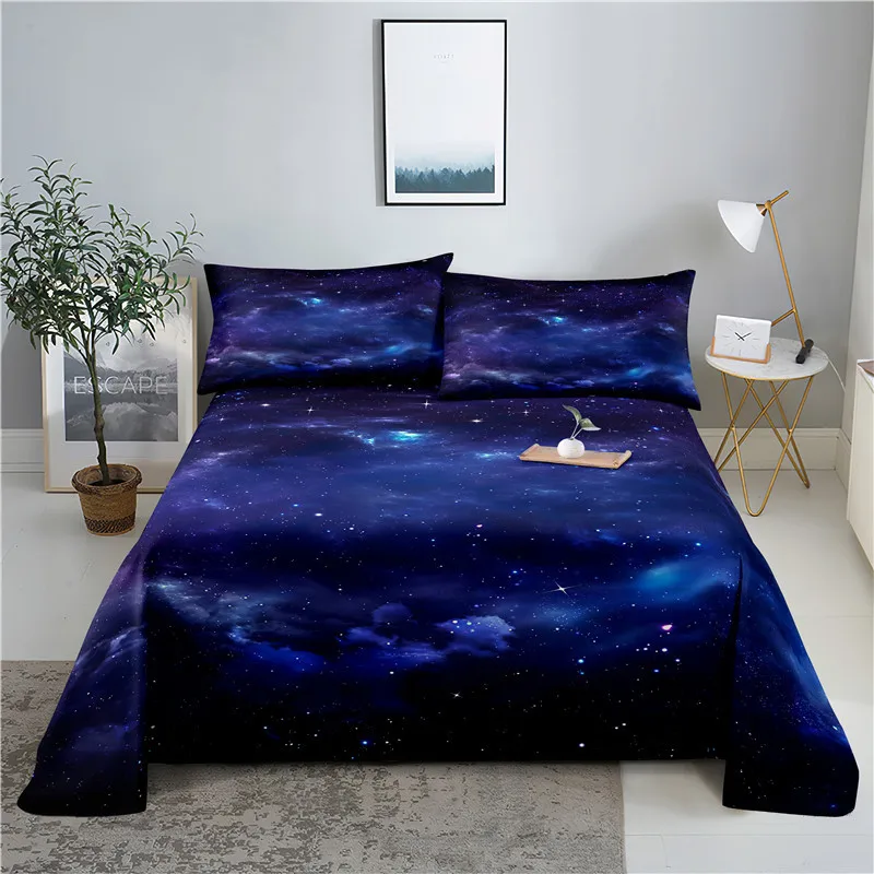 Beautiful Night Scene Bedding Sheet Home Digital Printing Polyester Bed Flat With Pillowcase Print | Дом и сад