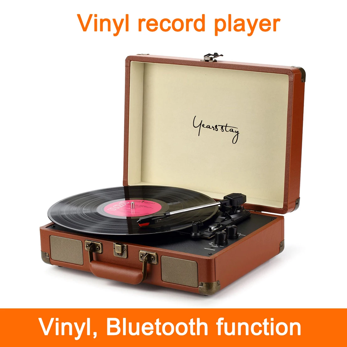 Alto-final Portátil Bagagem Gramofone Vinil Record Player Bluetooth Turntable 33 45 78rpm Retro