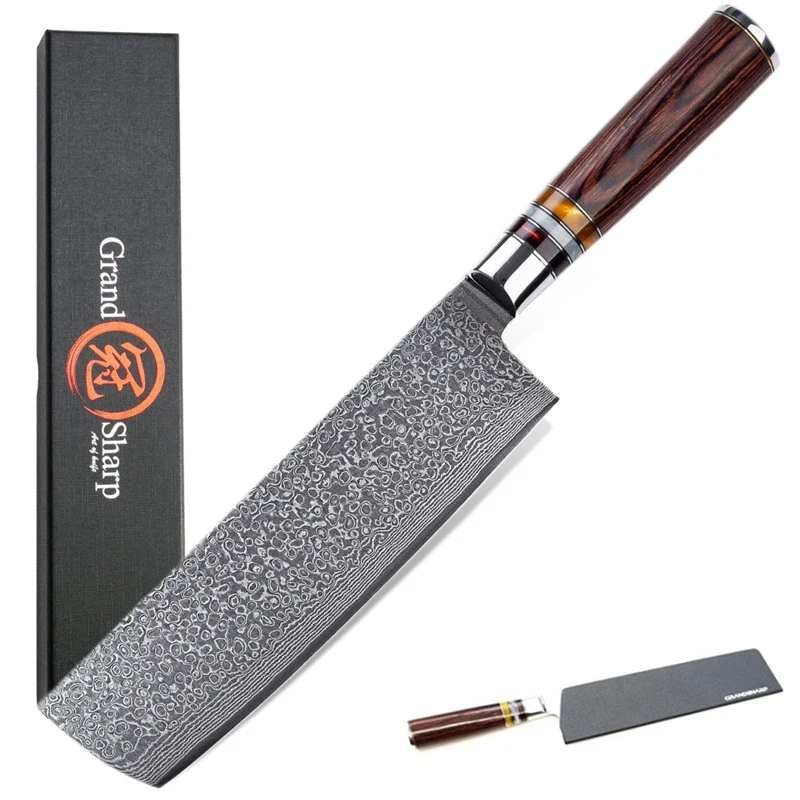Gravsharp 7 дюймовые ножи накири 67 слоев из углеродистой стали японский дамасский