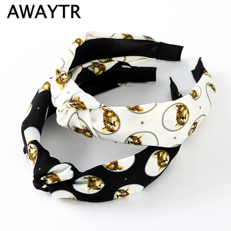 

Ободок для волос женский AWAYTR, широкий, с узлом, в стиле ретро