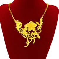 classical yellow gold plating necklace for women flower set gold necklace bride chinese traditional wedding fine jewelry gifts