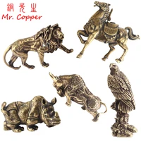 vintage copper animals eagle lion king bull rhinoceros war horse figurines desk ornament home decoration accessories brass craft