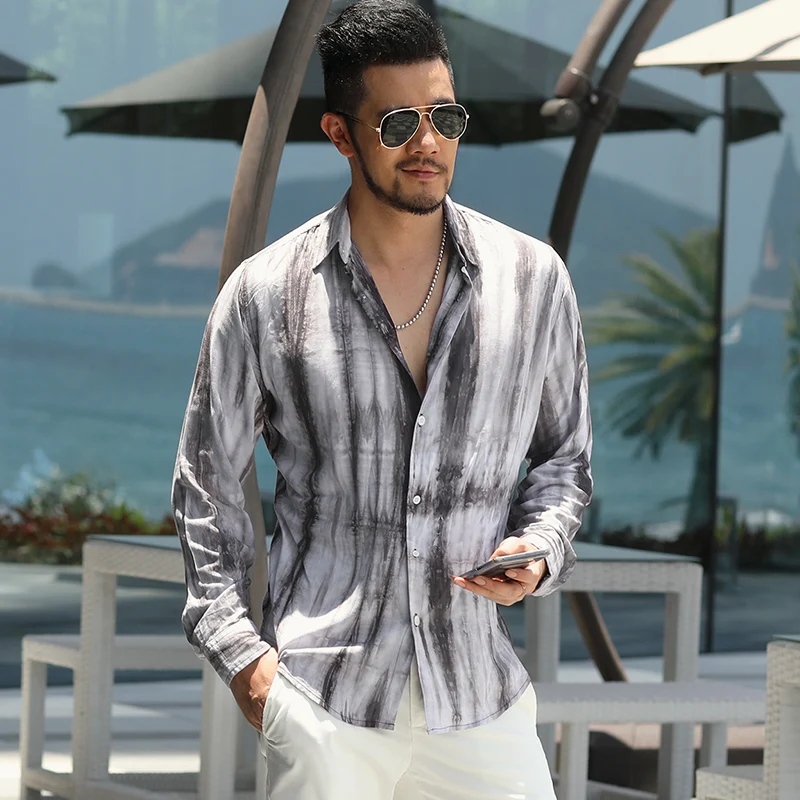 Национальный стиль высокое качество осень принт длинный рукав повседневная