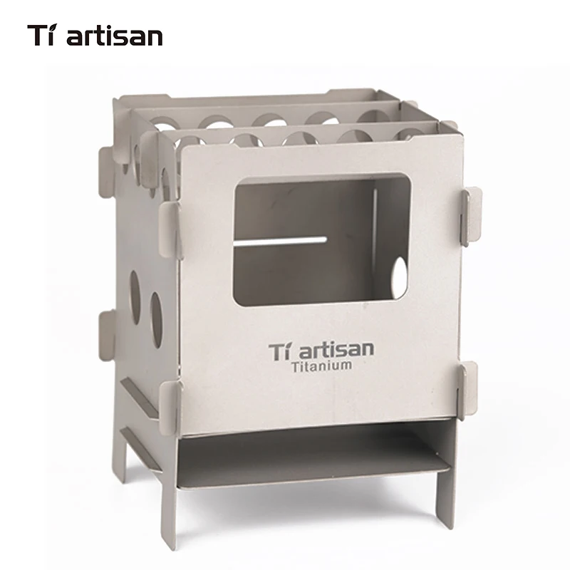 Tiartisan Мини Портативная походная карманная плита из нержавеющей стали или титана дровяная плита для пешего туризма пикника барбекю - Цвет: Stainless Steel
