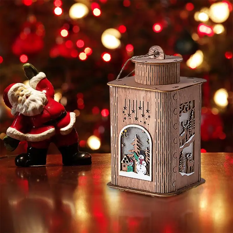

Christmas Lights Wooden LED Lights Lantern Merry Christmas Decorations for Home Navidad Natal Xmas Gift Ornaments Night Light