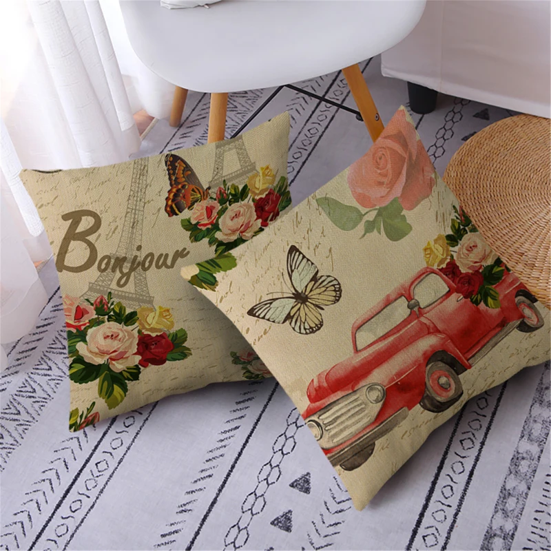 

Vintage Flower Bird Decorative Pillowcases For Bed Sofa Chair Car Seat Cushion Cover Home Decor Pillows Funda Cojin 45x45cm