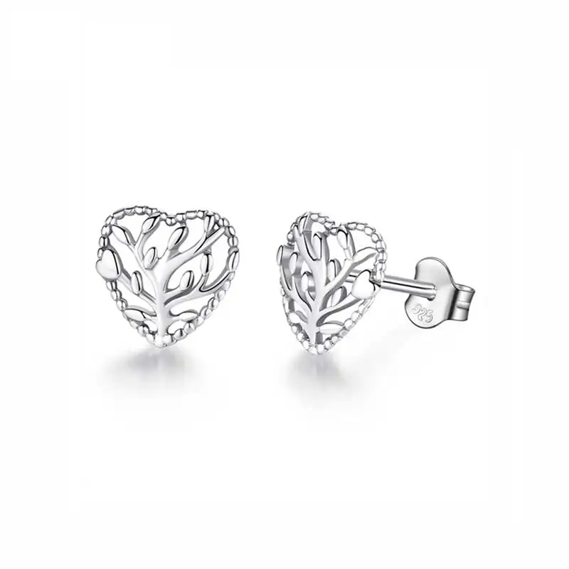 Flourishing Hearts Оригинальные 925 пробы серебряные серьги-гвоздики в виде сердец Минни маленькие серьги с кристаллами для женщин подходят для подарка модные ювелирные изделия - Окраска металла: Flourishing Hearts