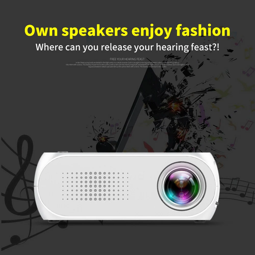 

1080P Mini Home Micro Projector LED High-definition Built-in Speaker Projection Video Home Cinema with AV/USB/HDM/headphone