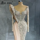 Роскошные V образным вырезом Бисер кристаллы длинное вечернее платье 2021 Саудовская Аравия стильное платье на выпускной вечерние платье Русалка платье де Феста