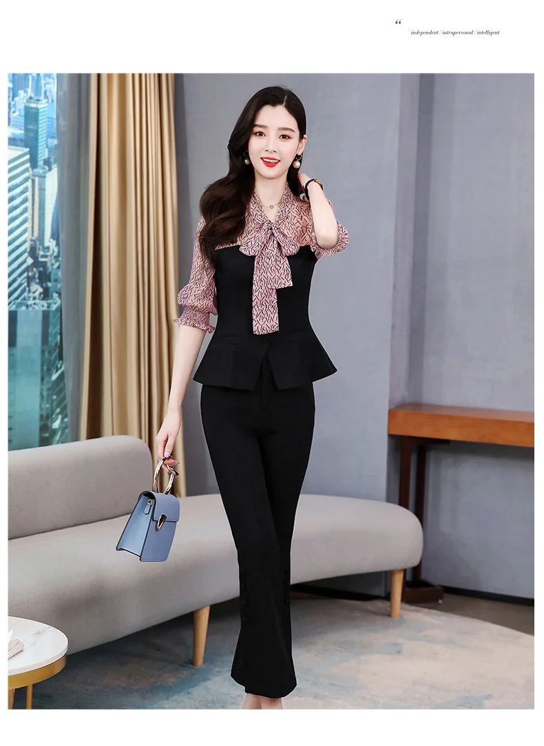 

2021 New Style Women's Suit Summer Fflared Pants Print Splicing Top Fashion Two Piece Set Skirt And Trousers Large Size 4XL.