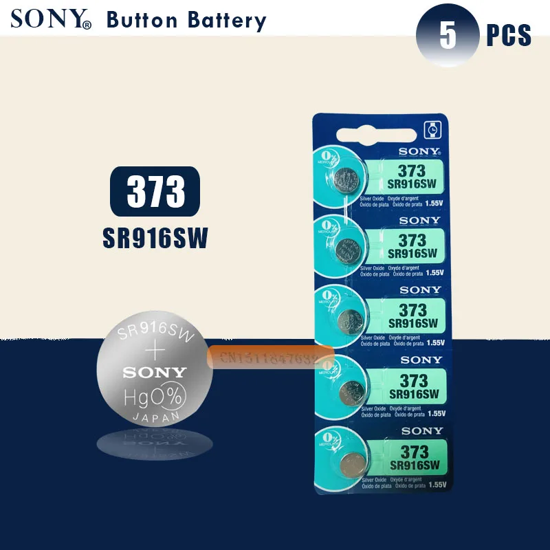 5 шт. Sony 100% оригинал 373 SR916SW 916 SR916 батарея для часов кнопочная монетница Сделано в