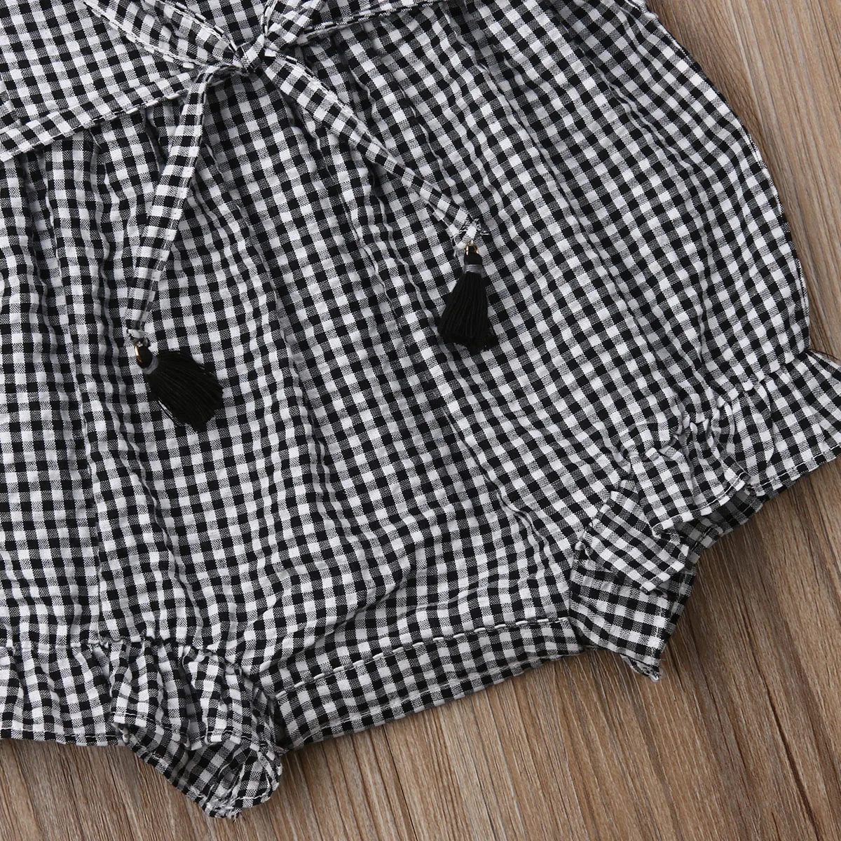 Однобортная клетчатая одежда с рюшами для новорожденных и маленьких девочек