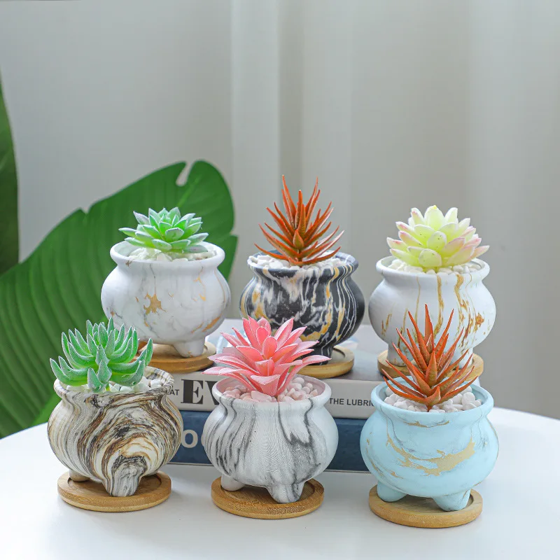 

Marbled Ceramic Flower Pots Succulents Vase Pots Desktop Mini Flower Pots Vase Garden Gardening Decoration Home Accessories Gift