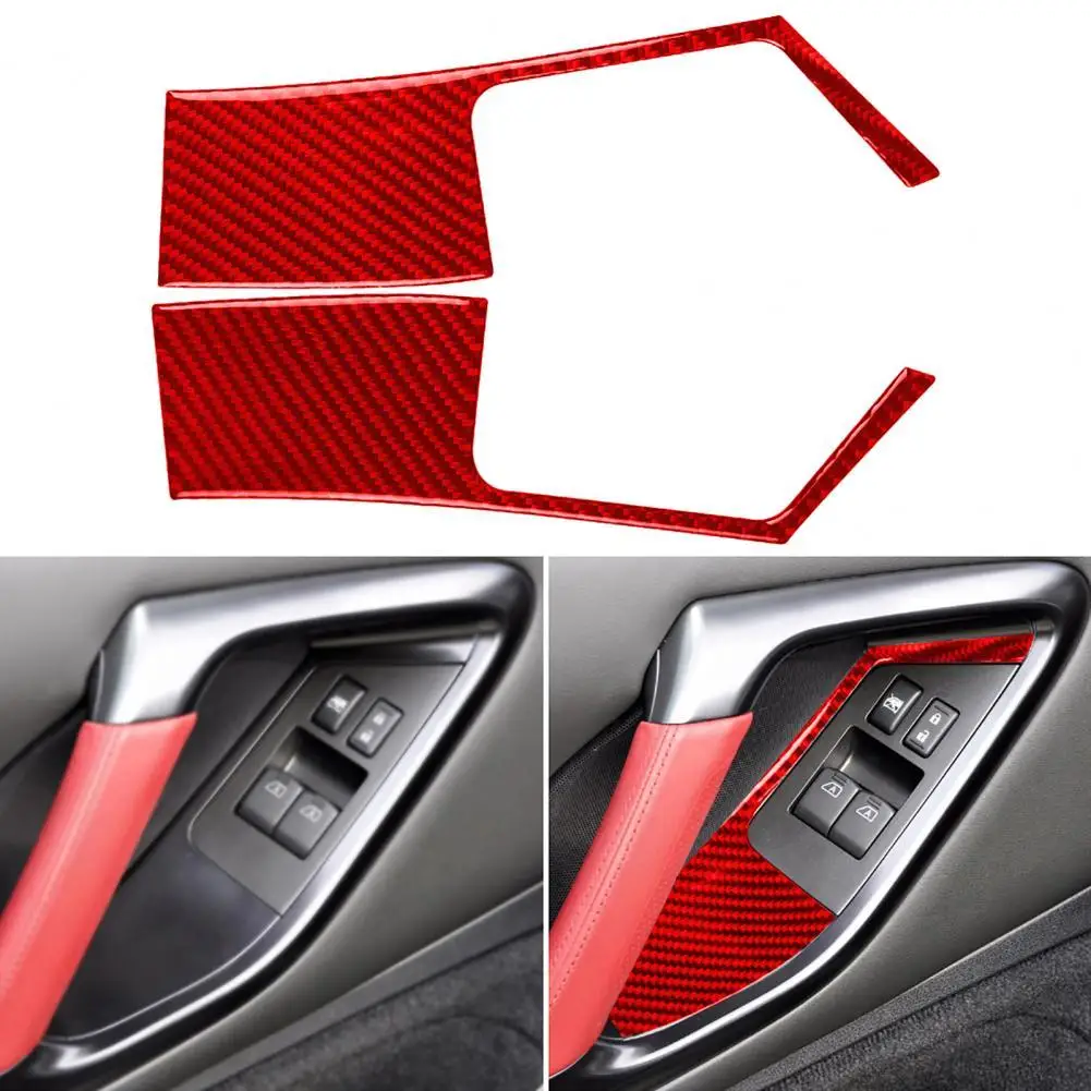 

2Pcs Panel Frame Sticker Heat-resistant Scratch Resistant Carbon Fiber Vehicle Window Lift Switch Panel Sticker 2008-2016