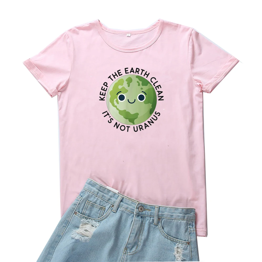 

Keep The Earth Clean T-shirt Women Love The Earth Slogan T Shirt Women Harajuku O-neck Tee Shirt Femme Loose White Women Tshirts