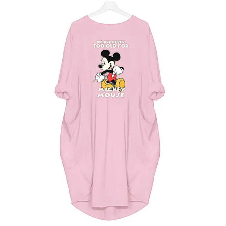 Pink Benemaker Plus 5XL Maternity Mickey Mouse Dresses Women's Pregnancy Long Sleeve Dress Clothes For Women Pregnant Nursing YC011 - Цвет: Pink