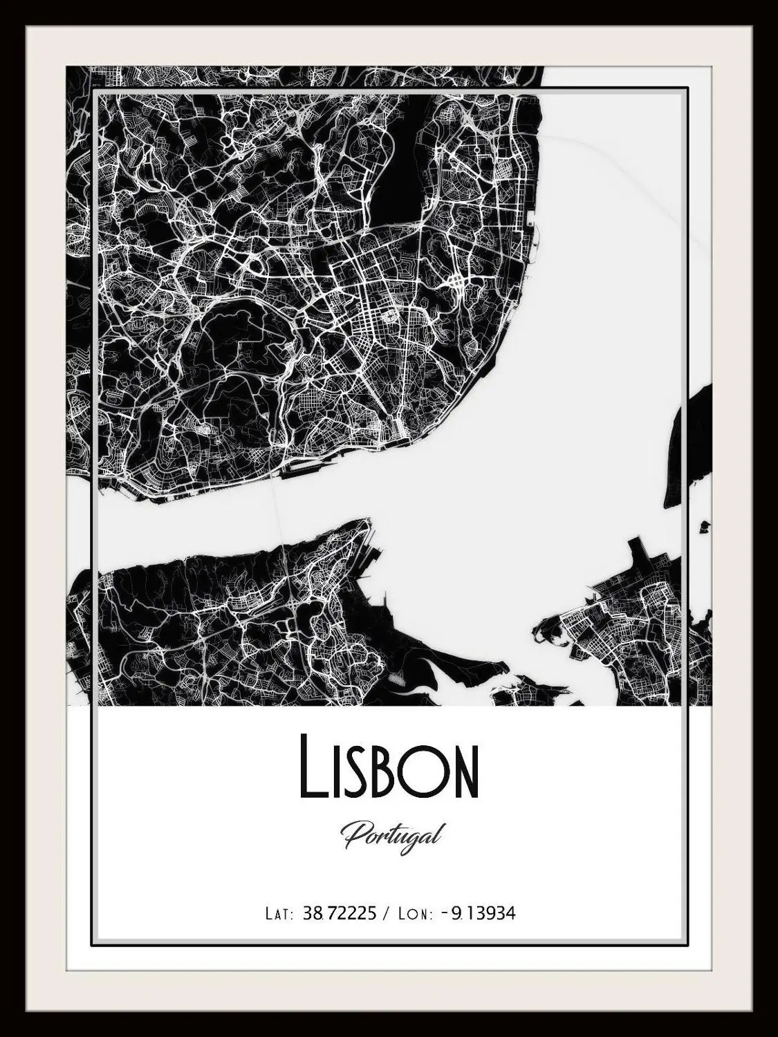 

Карта города Лиссабона, художественный Шелковый плакат с принтом, домашний Настенный декор 24x36 дюймов